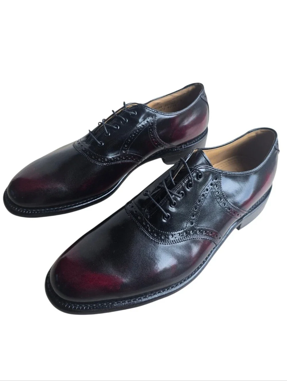 NEW Vintage Johnston & Murphy Aristocraft Burgundy/Black Leather Saddle Oxfords